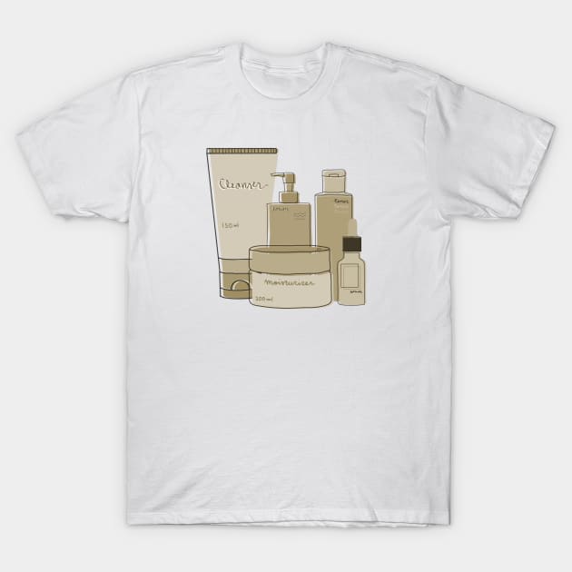 Skincare Essentials (Kraft Paper Brown Theme) T-Shirt by aaalou